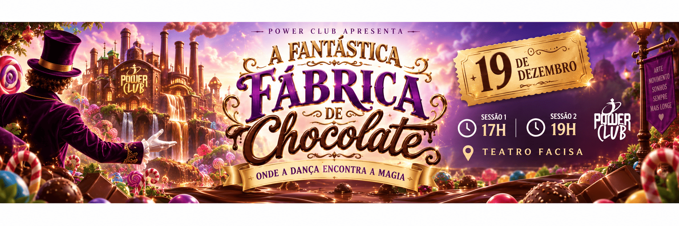 Dia 19/12 - A FANTÁSTICA FÁBRICA DE CHOCOLATES 17H - 1ª SESSÃO